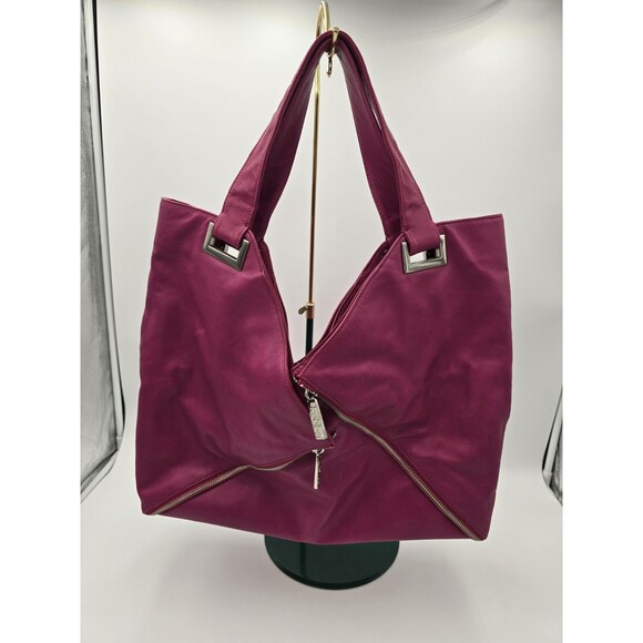KOOBA Magenta Pink Oversized Leather Ryder Shoulder Purse Handbag Zipper Dustbag - Picture 2 of 15